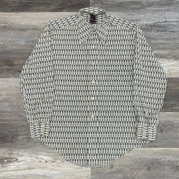 Vintage 70s Dino‎ Divino Creazzione AOP Bunny Patterned Gray Mens L Disco Shirt - Picture 2 of 9